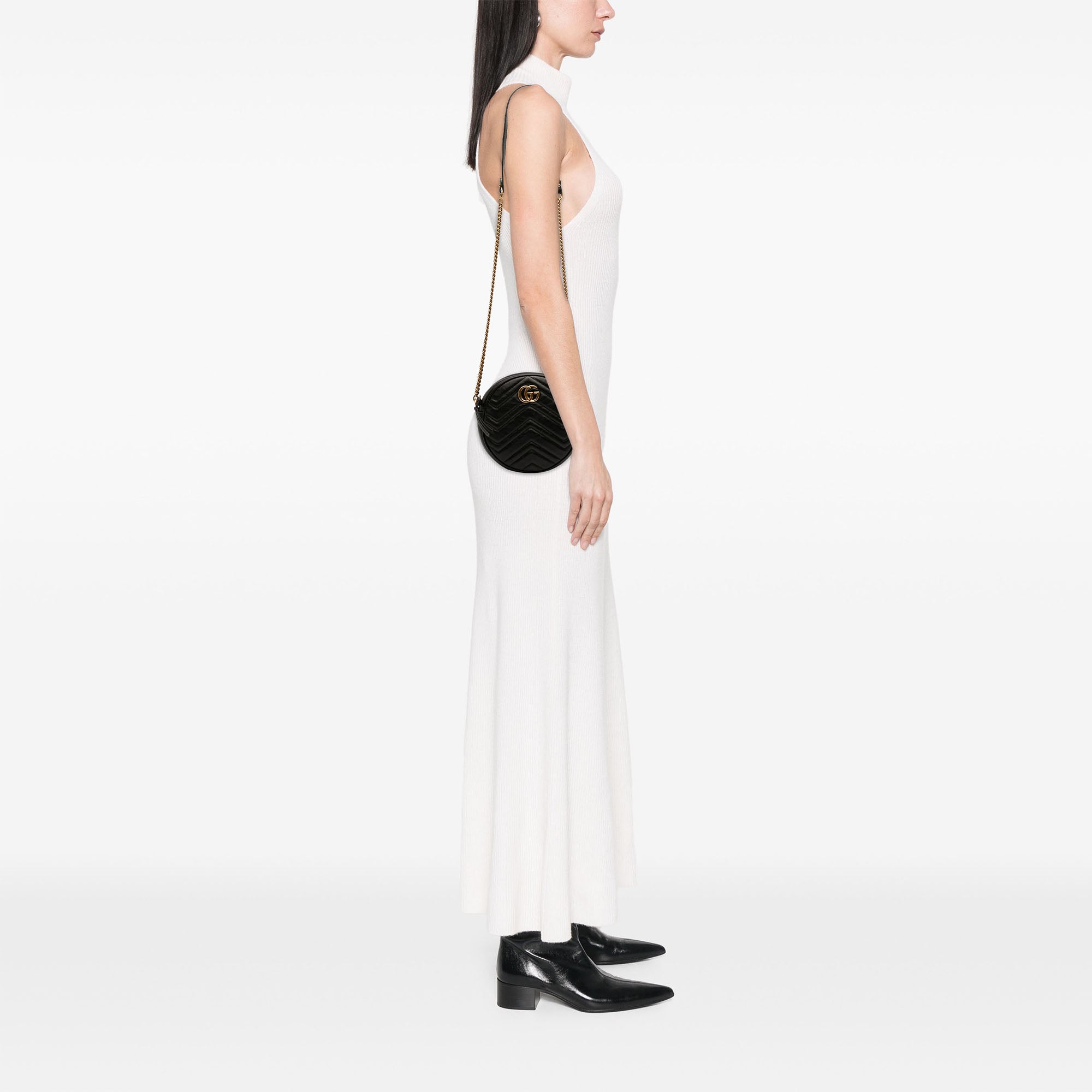 Mini GG Marmont Matelasse Leather Round Crossbody - Image 6