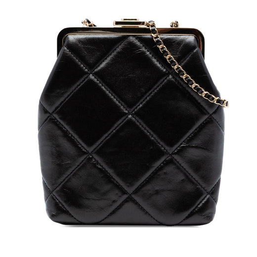 Small CC Quilted Lambskin Kisslock Frame Clutch - Image 1