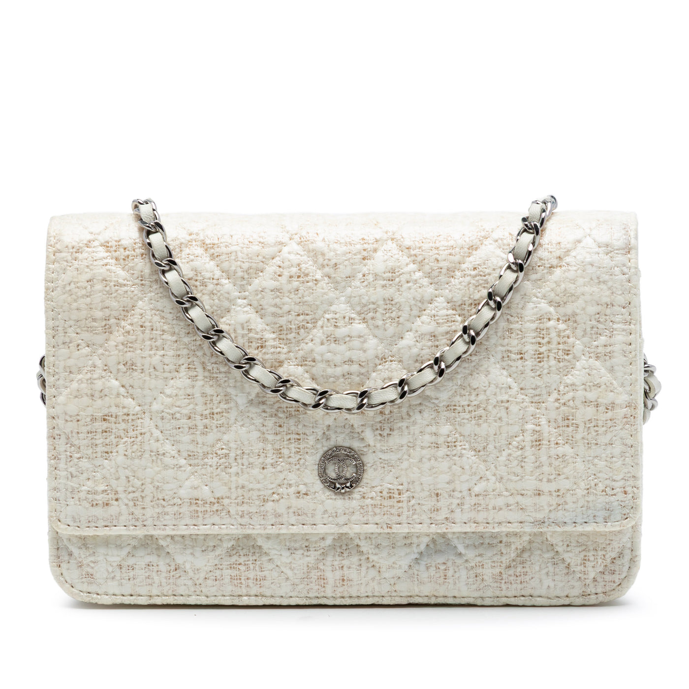 CC Coated Tweed Wallet On Chain - Image 1