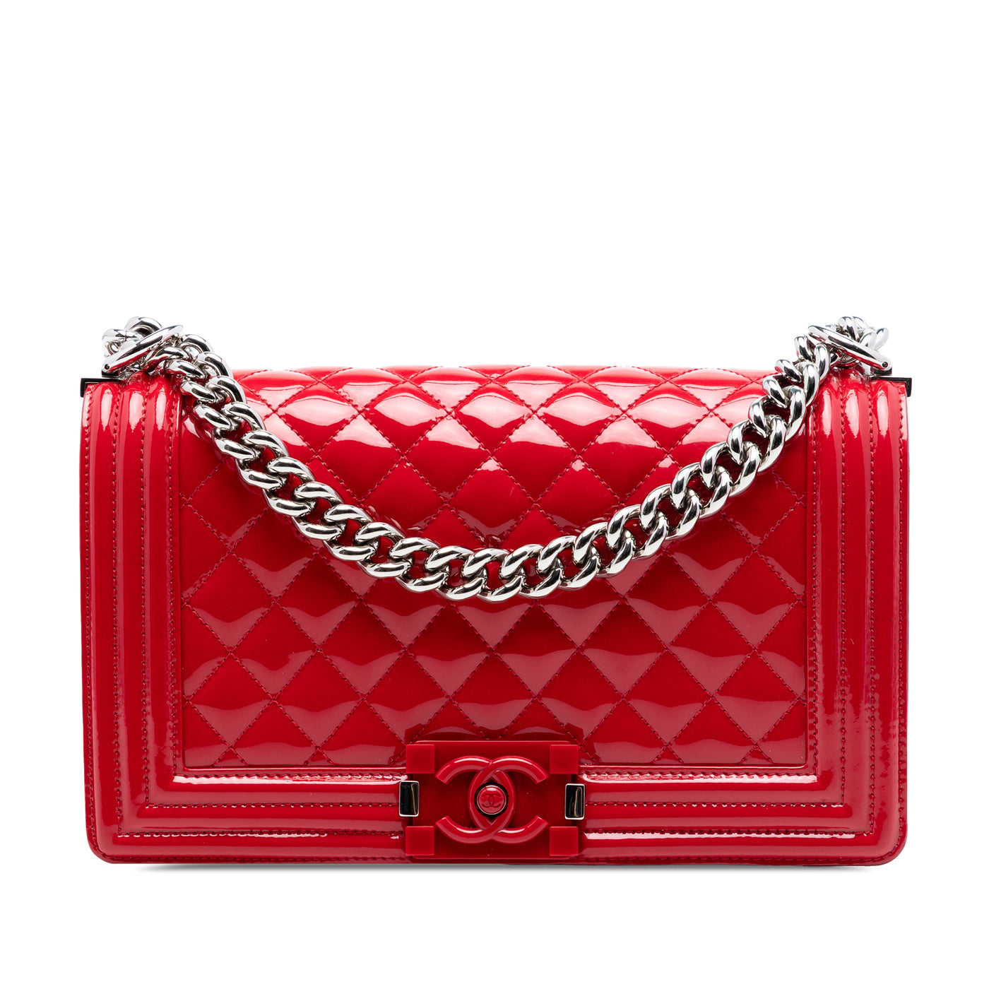 Old Medium Quilted Patent Acrylic Boy Flap - Image 1