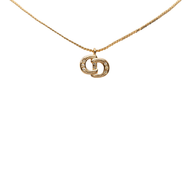 Gold Plated Strass CD Logo Pendant Necklace - Image 2