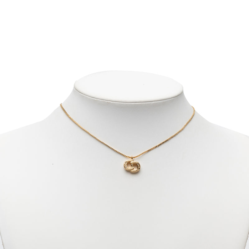 Gold Plated Strass CD Logo Pendant Necklace - Image 6