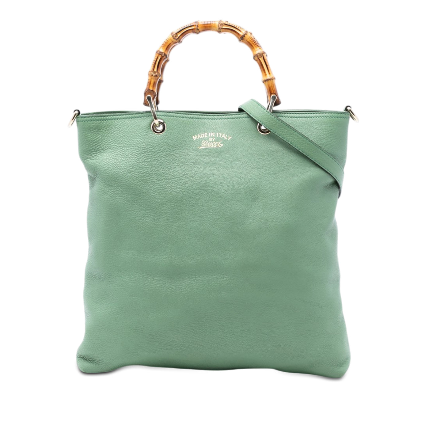 Tall Leather Bamboo Shopper Tote - Image 1