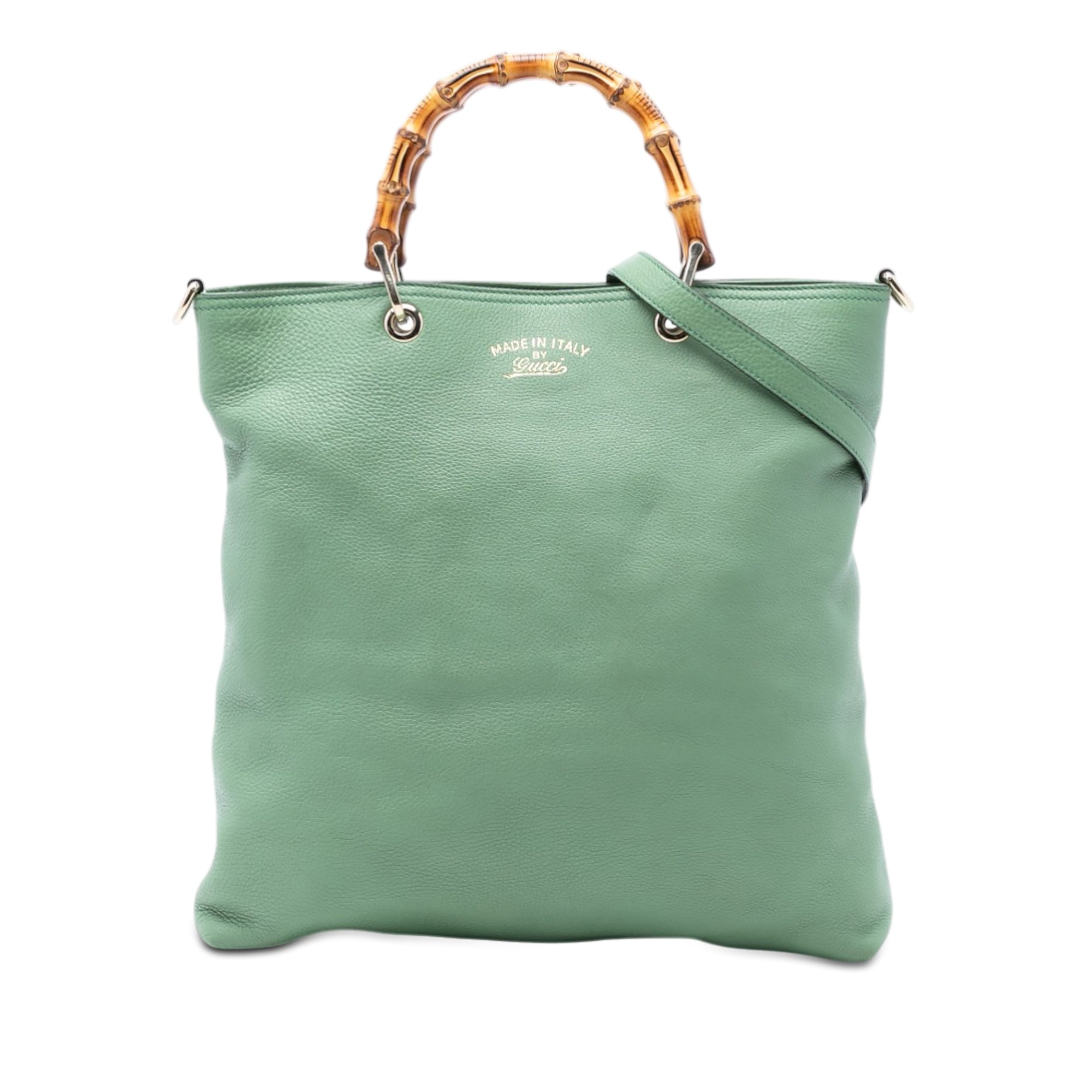 Tall Leather Bamboo Shopper Tote - Image 1