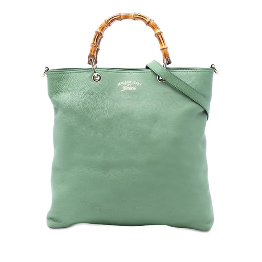 Tall Leather Bamboo Shopper Tote - Image 1