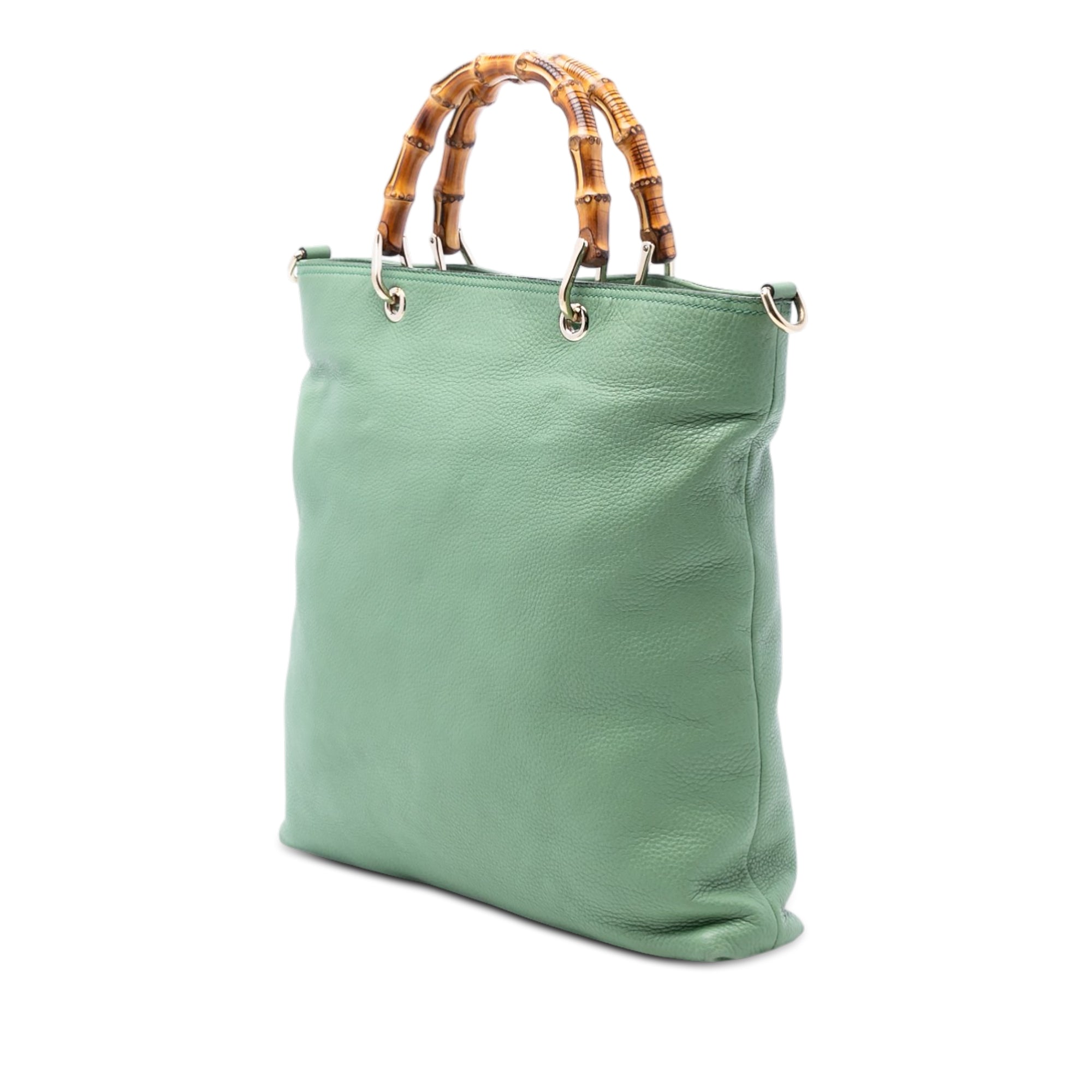 Tall Leather Bamboo Shopper Tote - Image 2