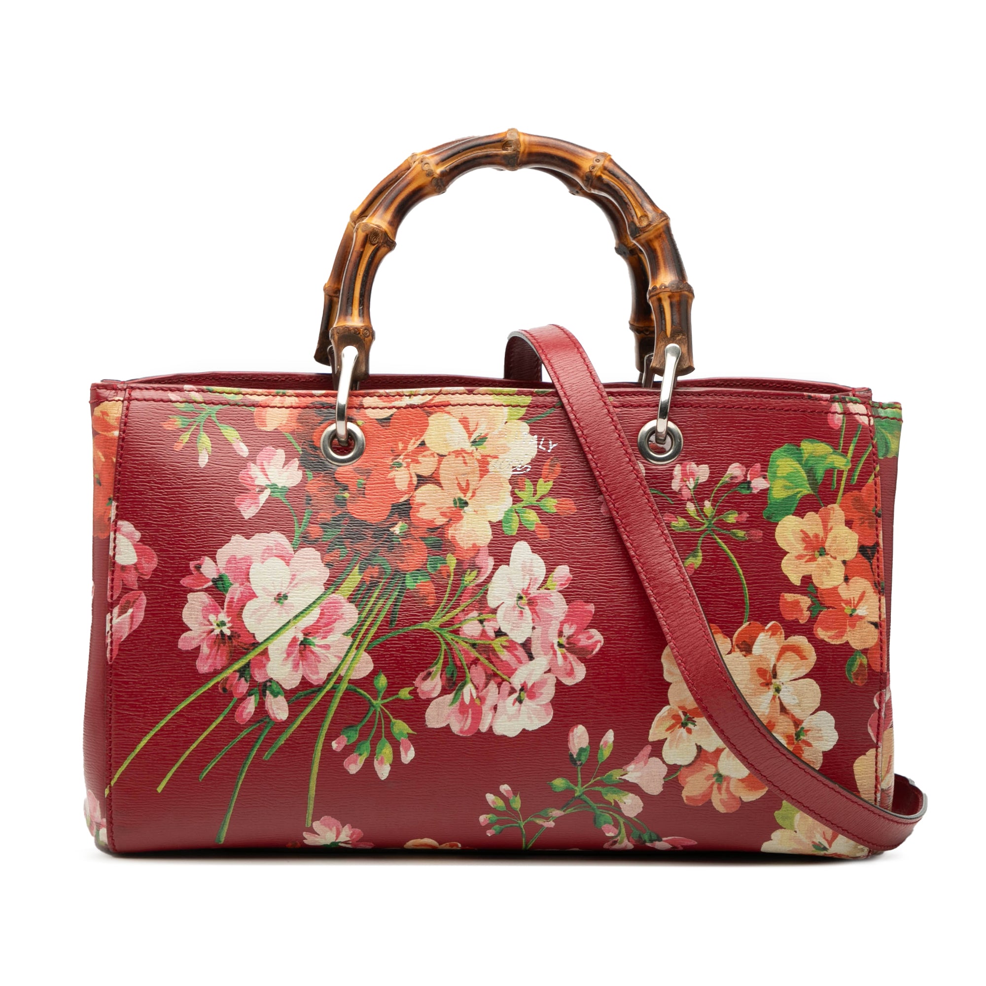 Medium Calfskin Blooms Bamboo Shopper Satchel - Image 1