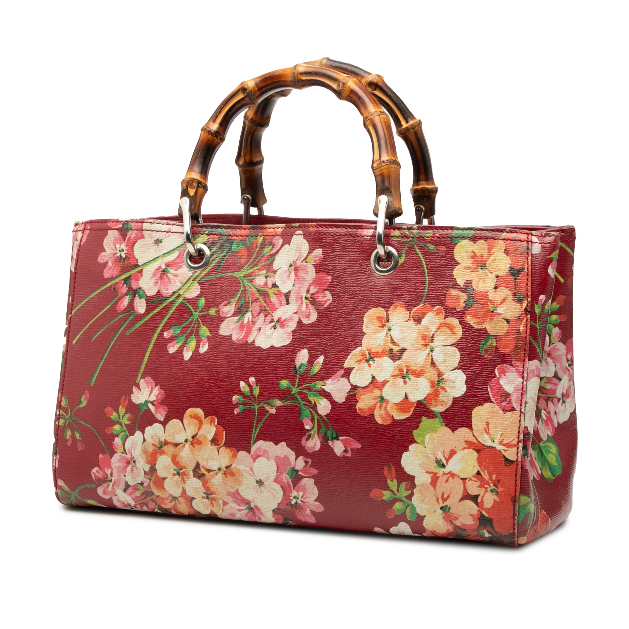 Medium Calfskin Blooms Bamboo Shopper Satchel - Image 2