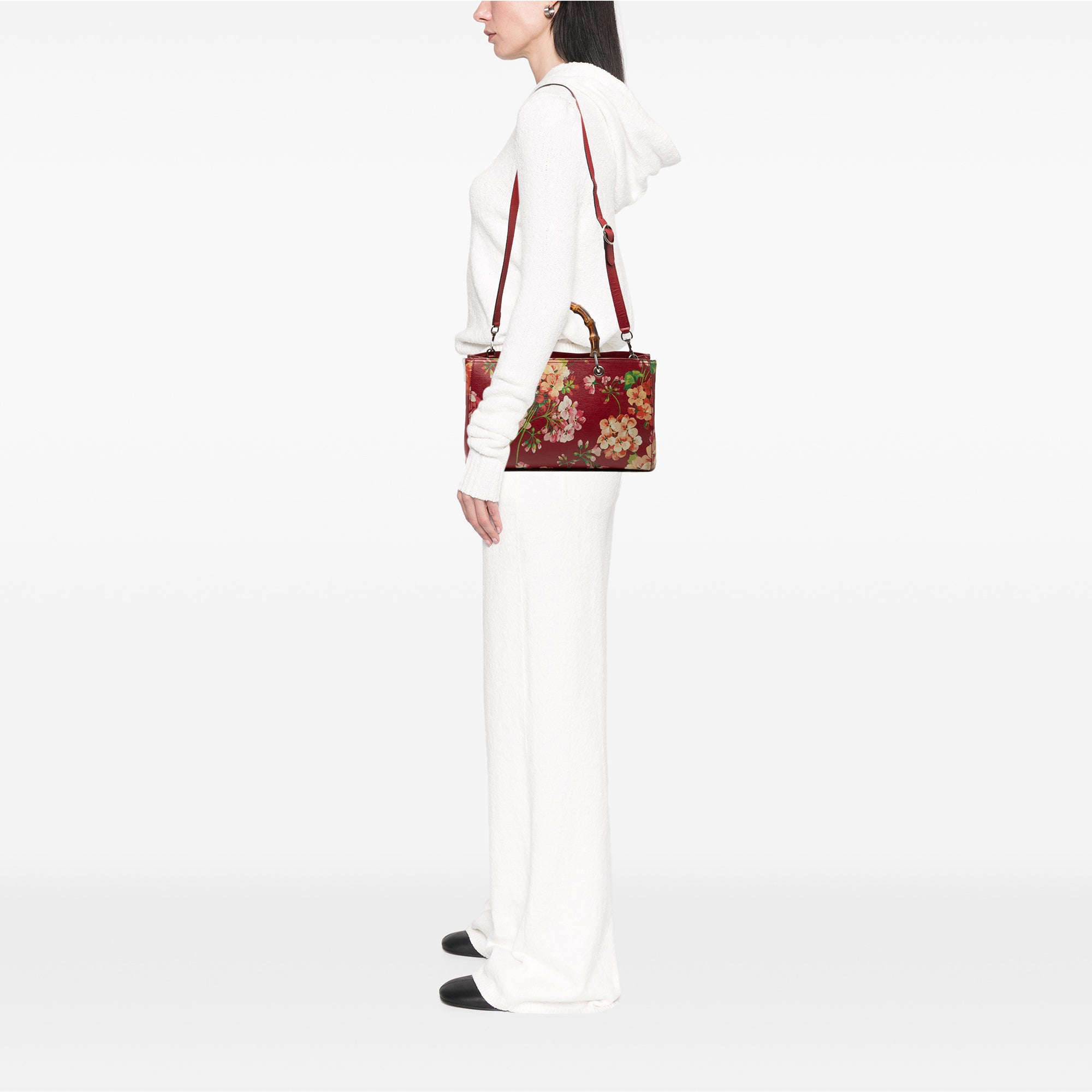Medium Calfskin Blooms Bamboo Shopper Satchel - Image 7