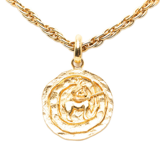 CC Gold Plated Centaur Medallion Pendant Necklace - Image 1