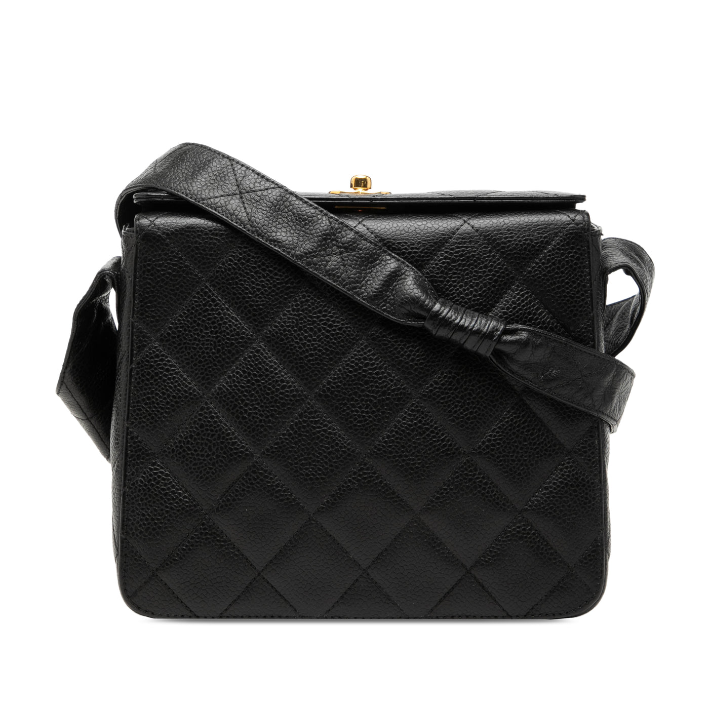 CC Quilted Caviar Carved Buckle Box Bag - Image 1