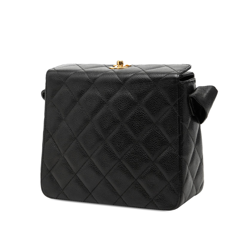CC Quilted Caviar Carved Buckle Box Bag - Image 2