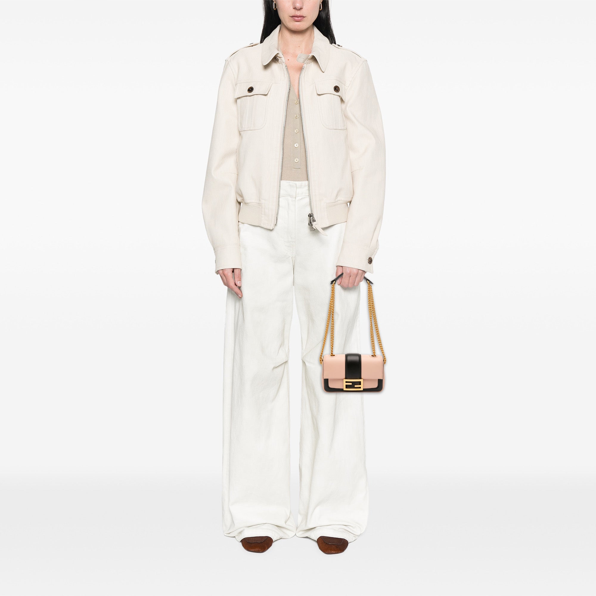 Mini Bicolor Nappa Apolo Chain Baguette Shoulder Bag - Image 11