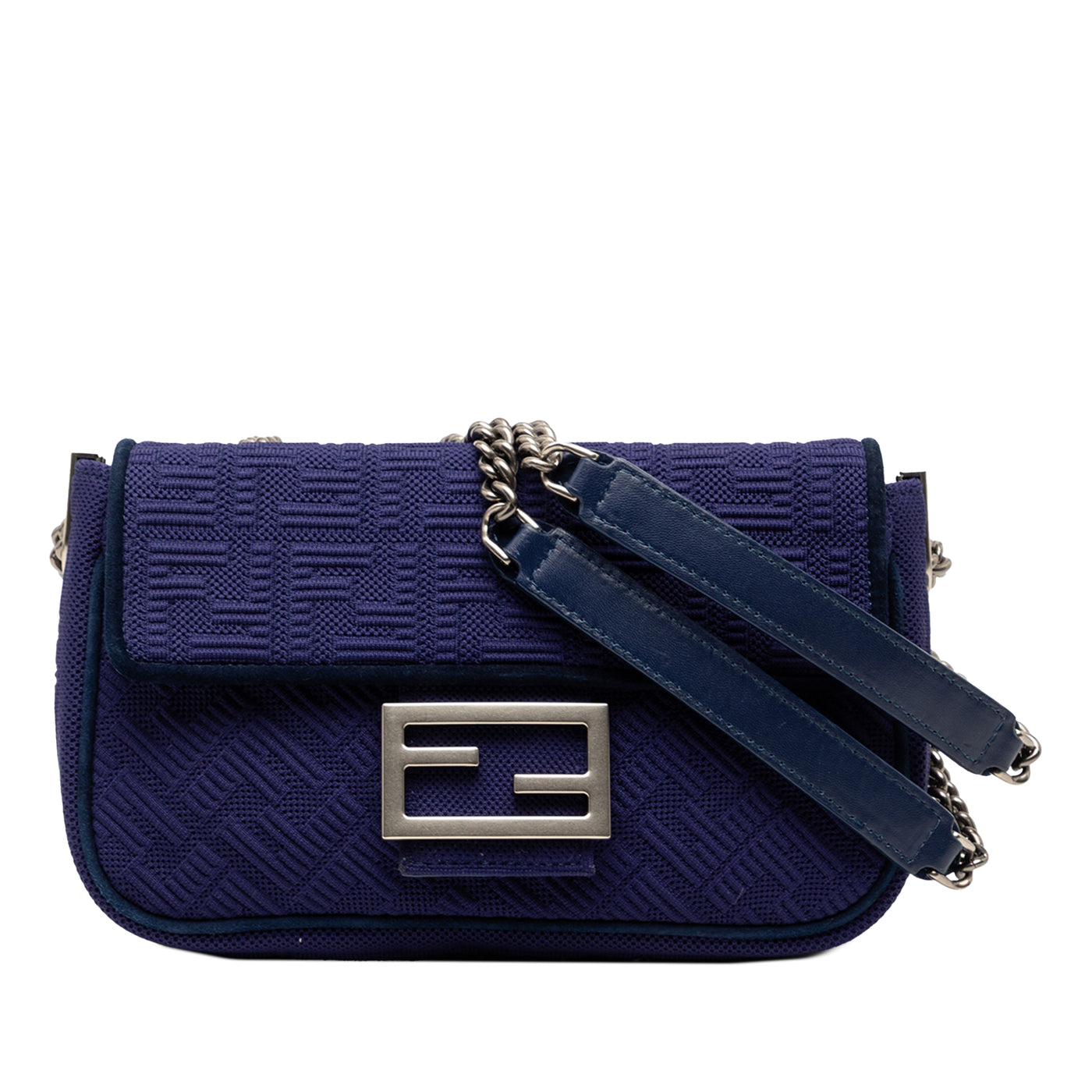 Zucca Embossed Technical Fabric Chain Midi Baguette - Image 1