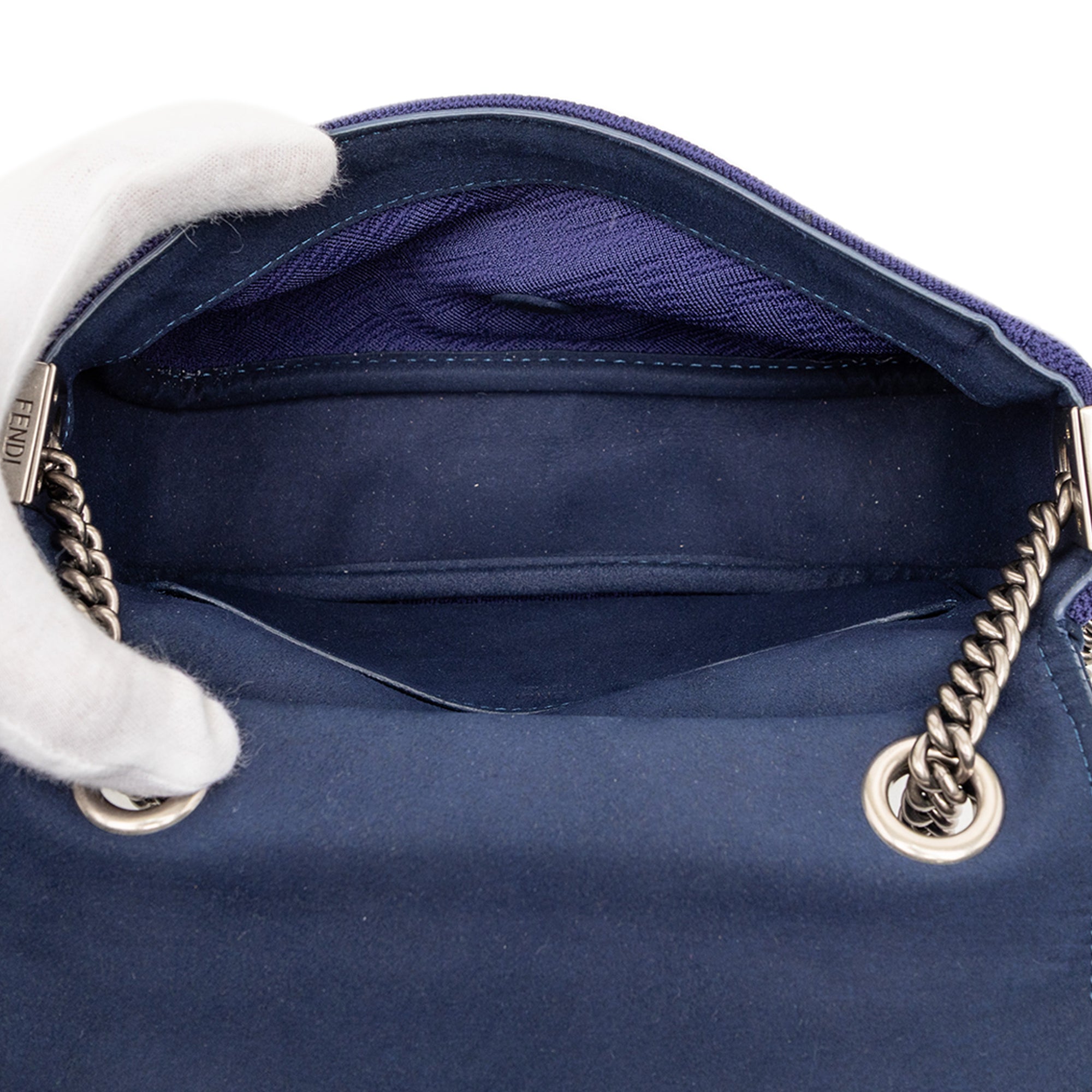 Zucca Embossed Technical Fabric Chain Midi Baguette - Image 4