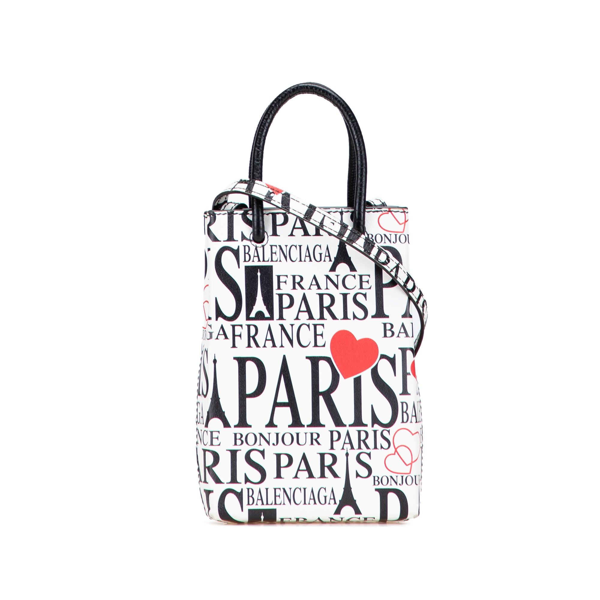 Mini Calfskin Bonjour Paris Shopping Phone Holder - Image 1
