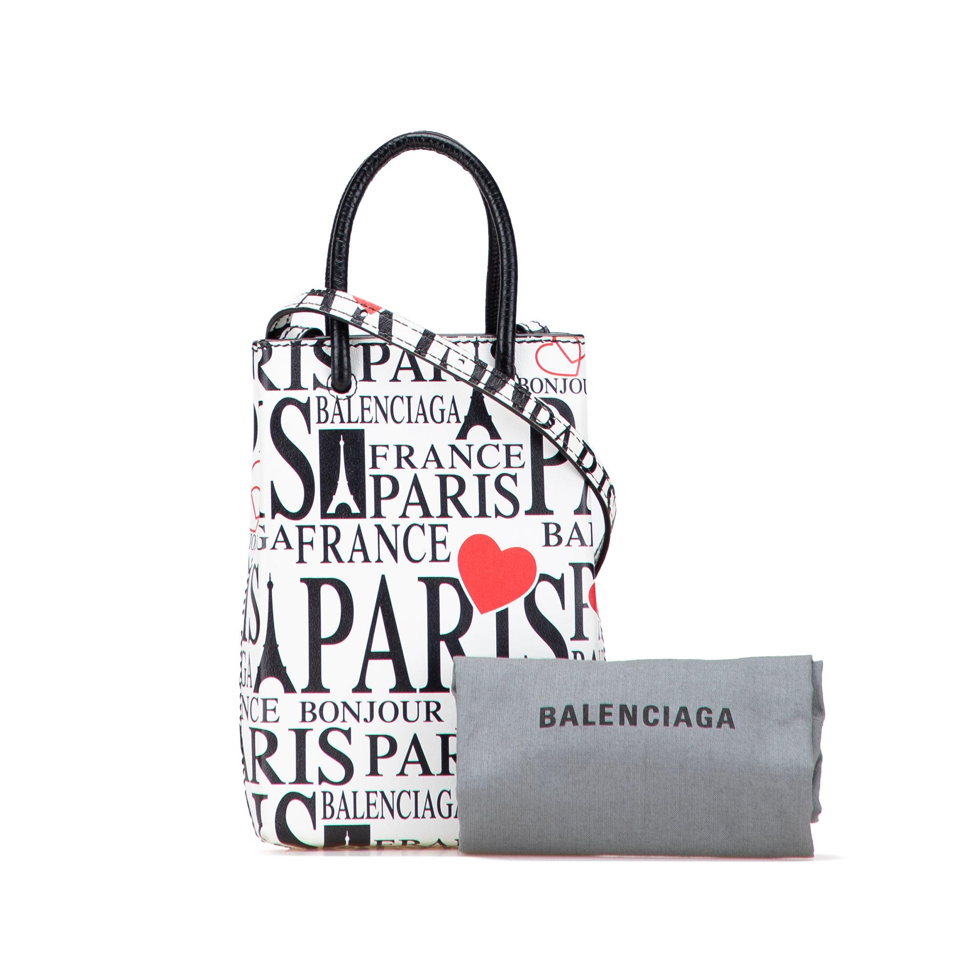 Mini Calfskin Bonjour Paris Shopping Phone Holder - Image 10