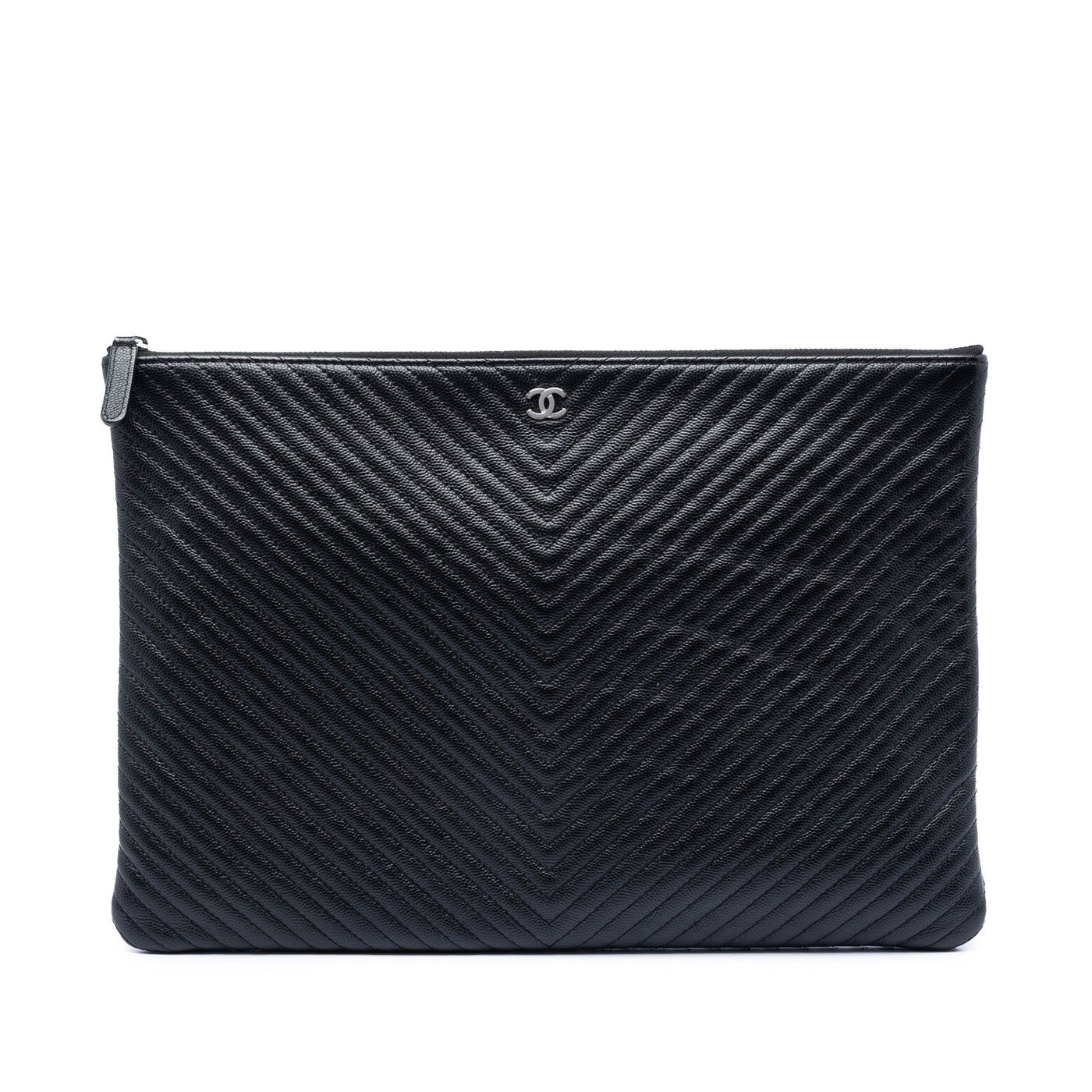 Large Chevron Caviar O Case Clutch - Image 1