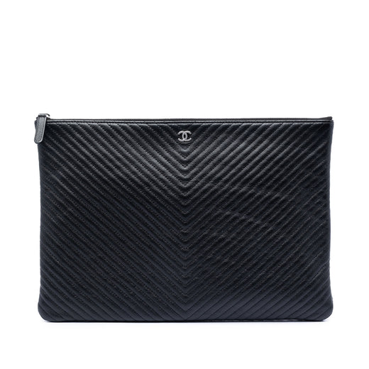 Large Chevron Caviar O Case Clutch - Image 1