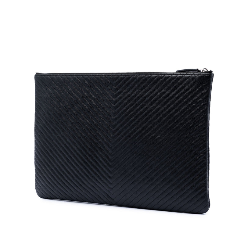 Large Chevron Caviar O Case Clutch - Image 2