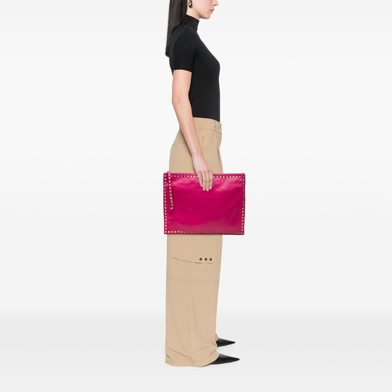 Large Leather Rockstud Clutch - Image 6