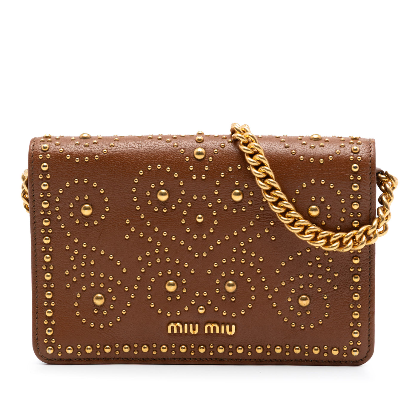 Studded Goatskin Madras Lux Wallet On Chain - Image 1