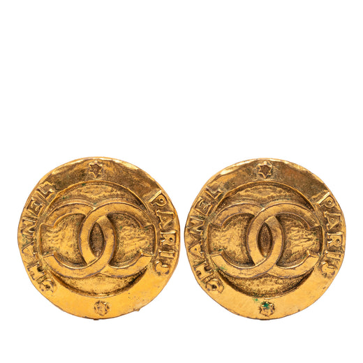 CC Gold Plated Round Clip On Earrings - Image 1