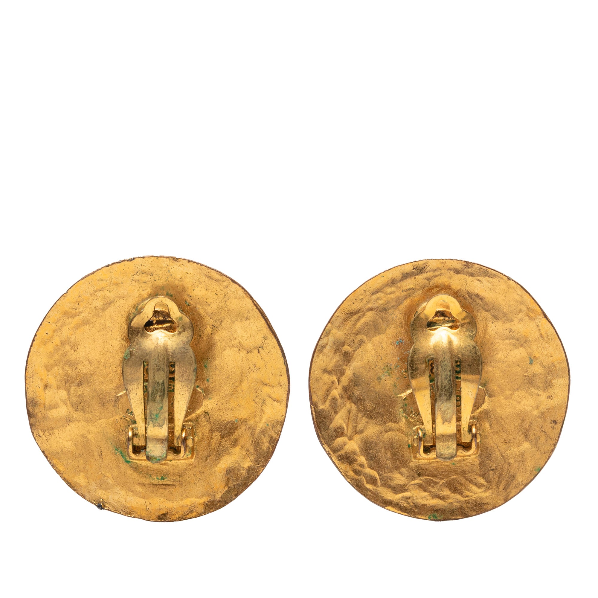 CC Gold Plated Round Clip On Earrings - Image 2