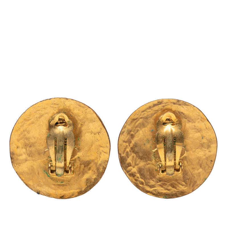 CC Gold Plated Round Clip On Earrings - Image 2