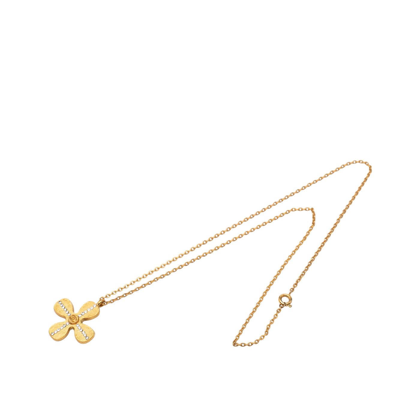 Gold Plated CC Crystal Clover Pendant Necklace - Image 1