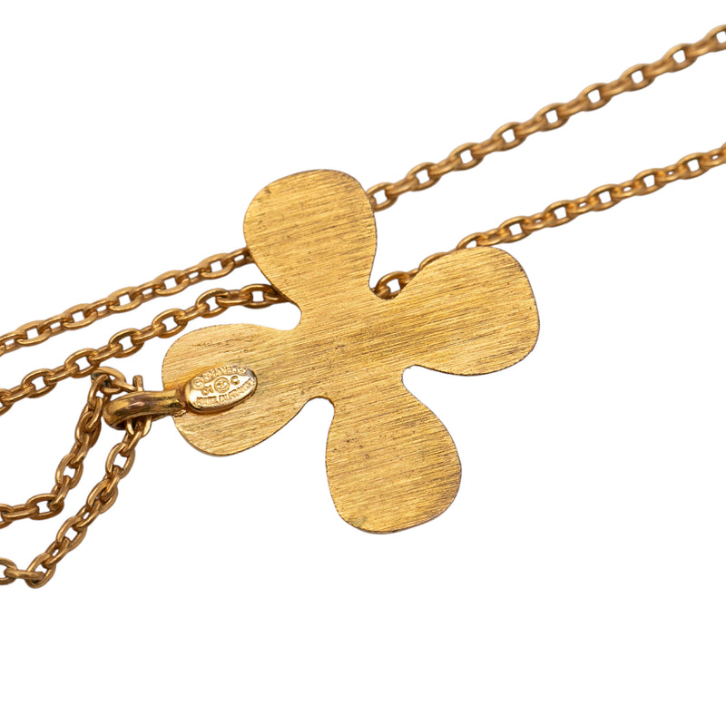 Gold Plated CC Crystal Clover Pendant Necklace - Image 4