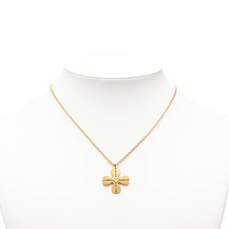 Gold Plated CC Crystal Clover Pendant Necklace - Image 6