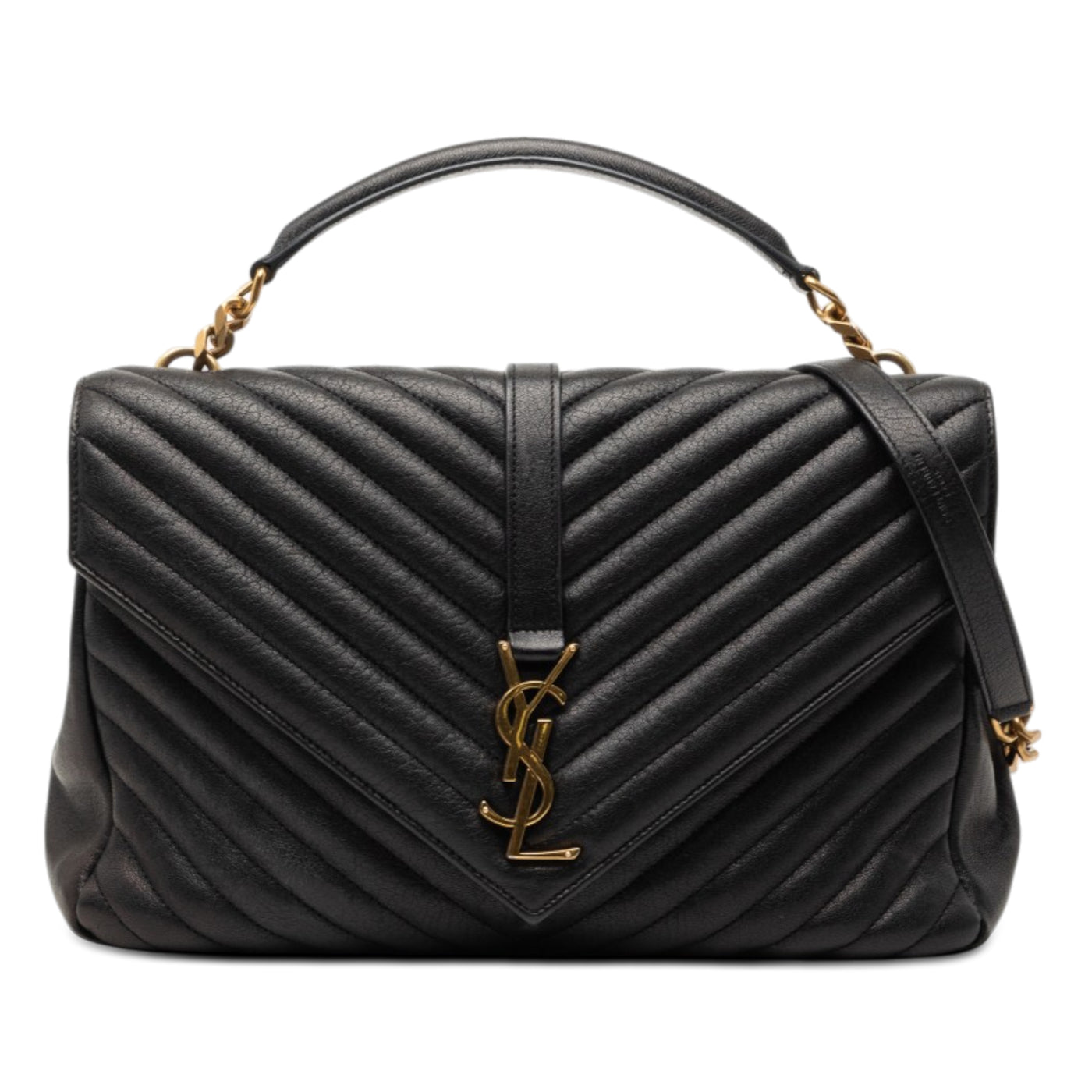 Large Chevron Sheepskin Monogram College Satchel - Image 1