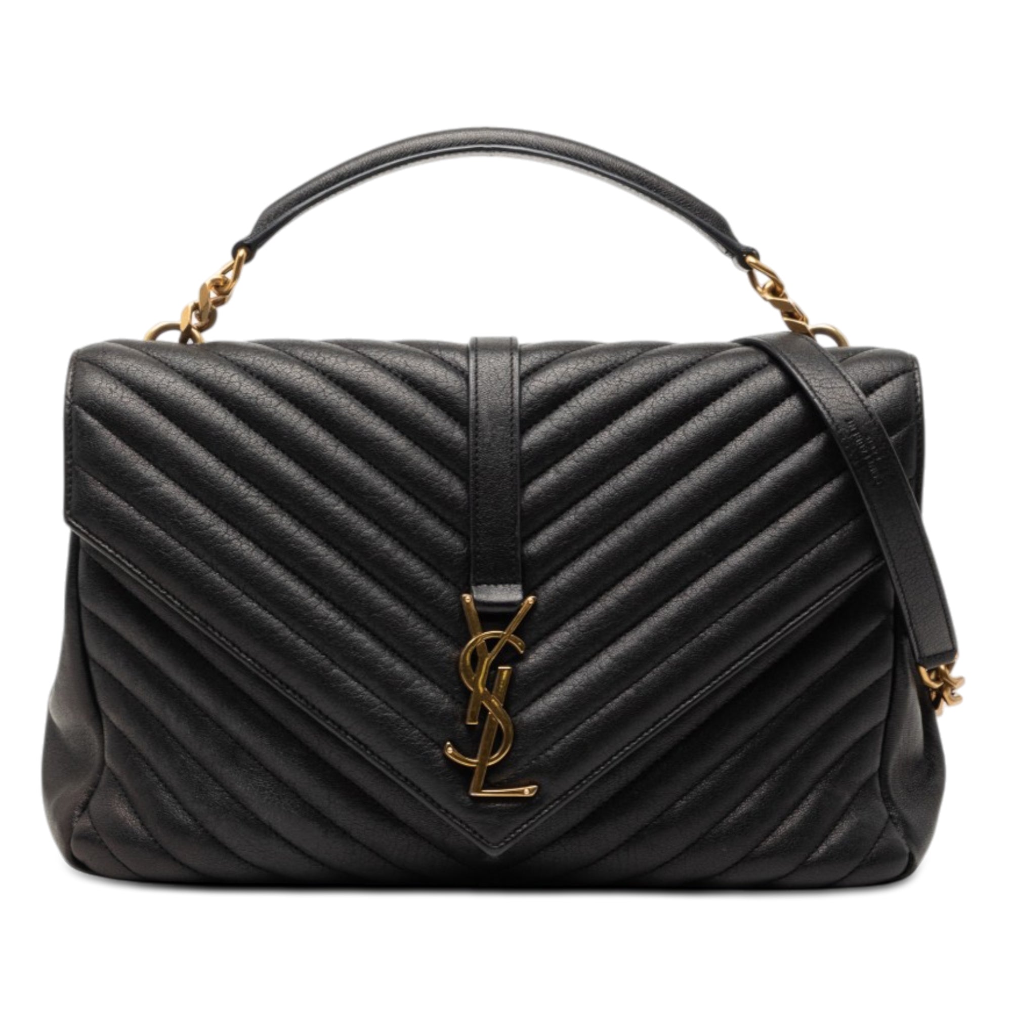 Large Chevron Sheepskin Monogram College Satchel - Image 1
