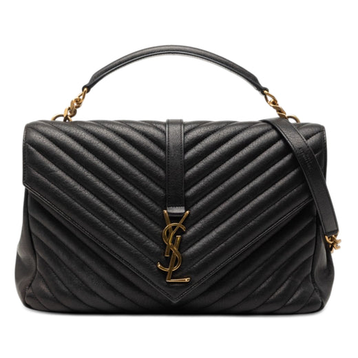 Large Chevron Sheepskin Monogram College Satchel - Image 1