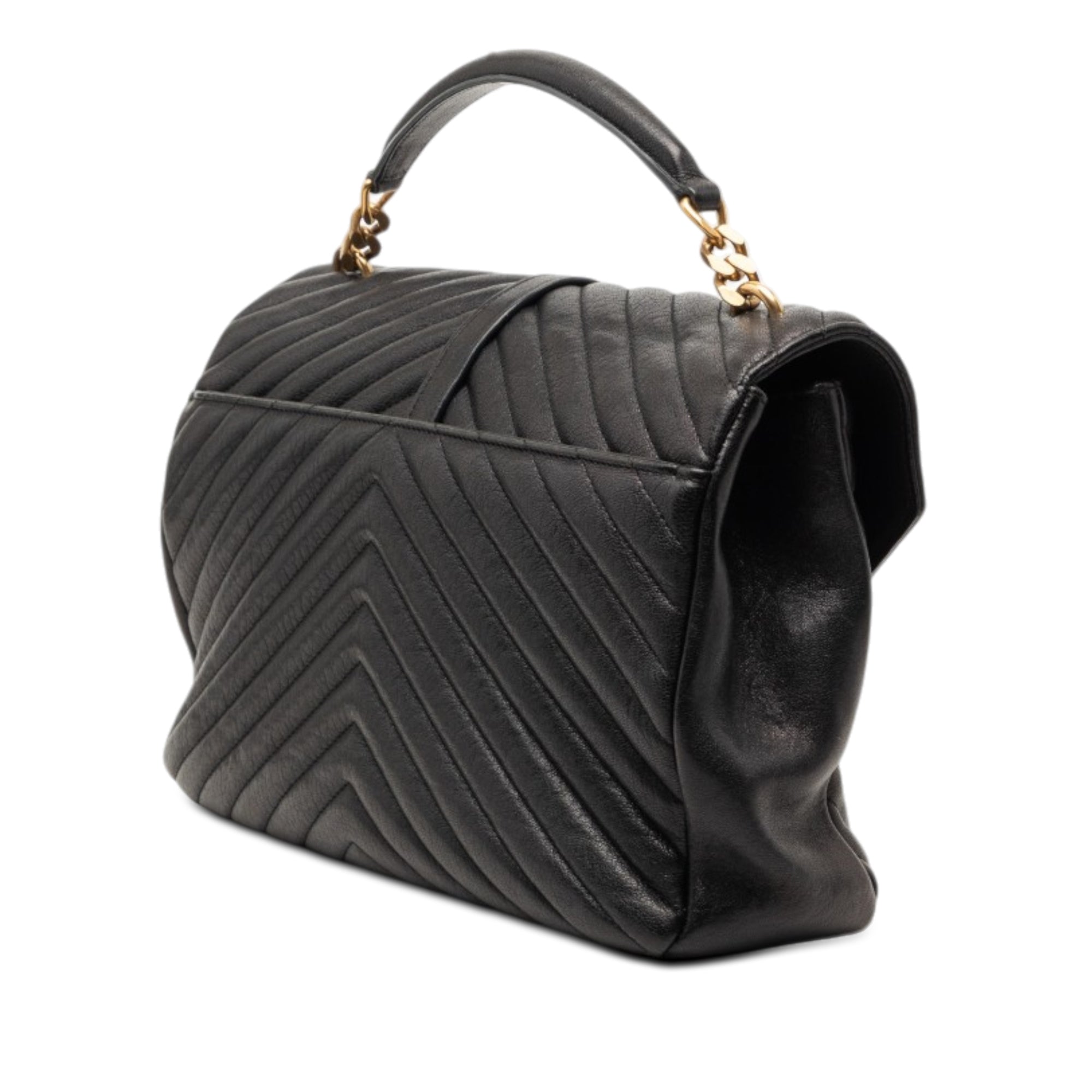Large Chevron Sheepskin Monogram College Satchel - Image 2