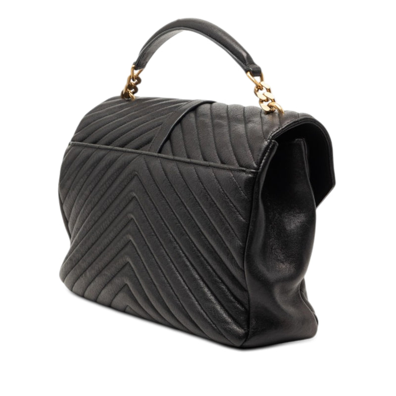 Large Chevron Sheepskin Monogram College Satchel - Image 2