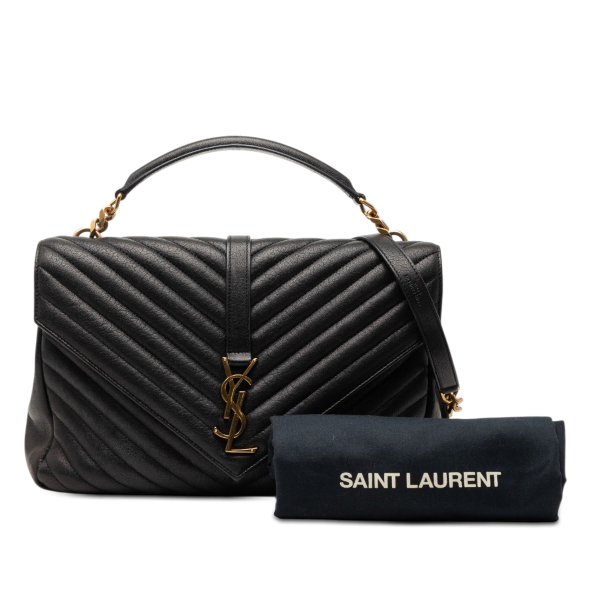 Large Chevron Sheepskin Monogram College Satchel - Image 8