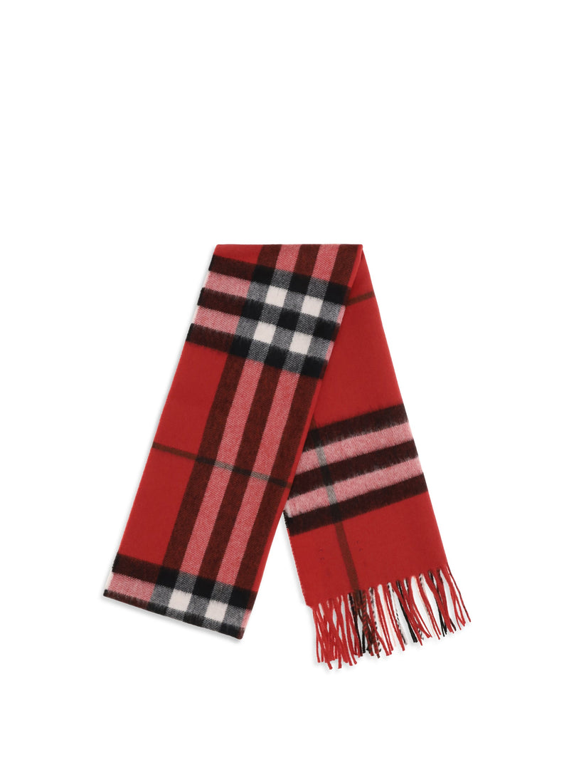 Burberry Check Cashmere Scarf — Red Kashmir/capra Hircus Scarfs