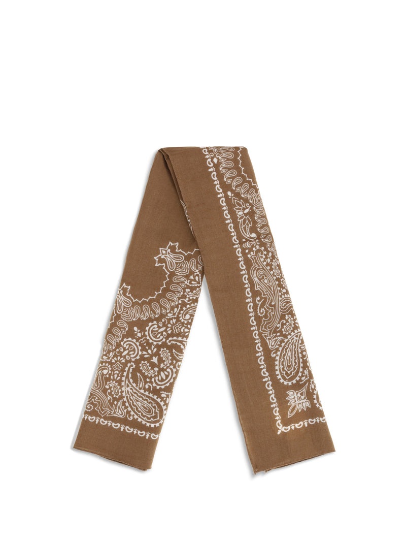 Destin Judy Bandana Carré Scarf — Brown Wool Scarfs