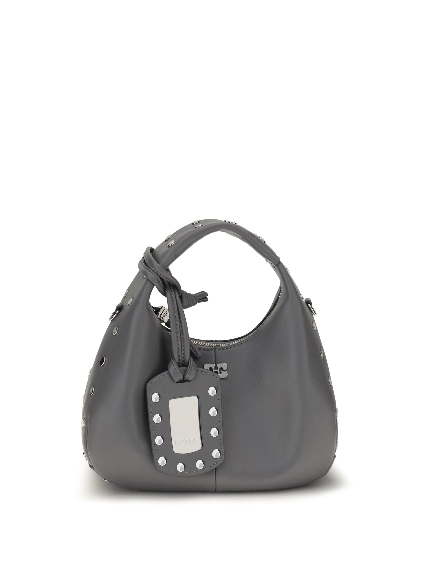 Ganni Studded Hobo Bag — Gray