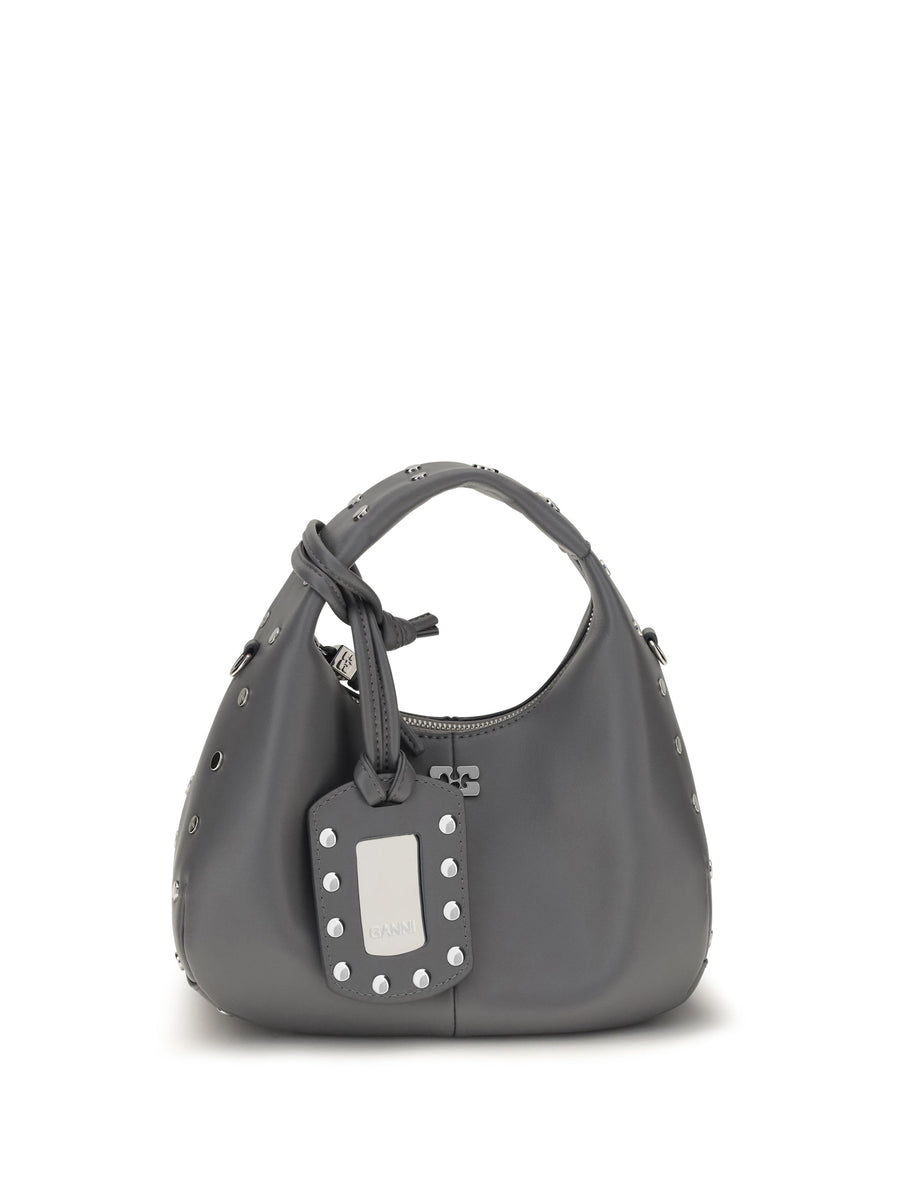 Ganni Studded Hobo Bag — Gray