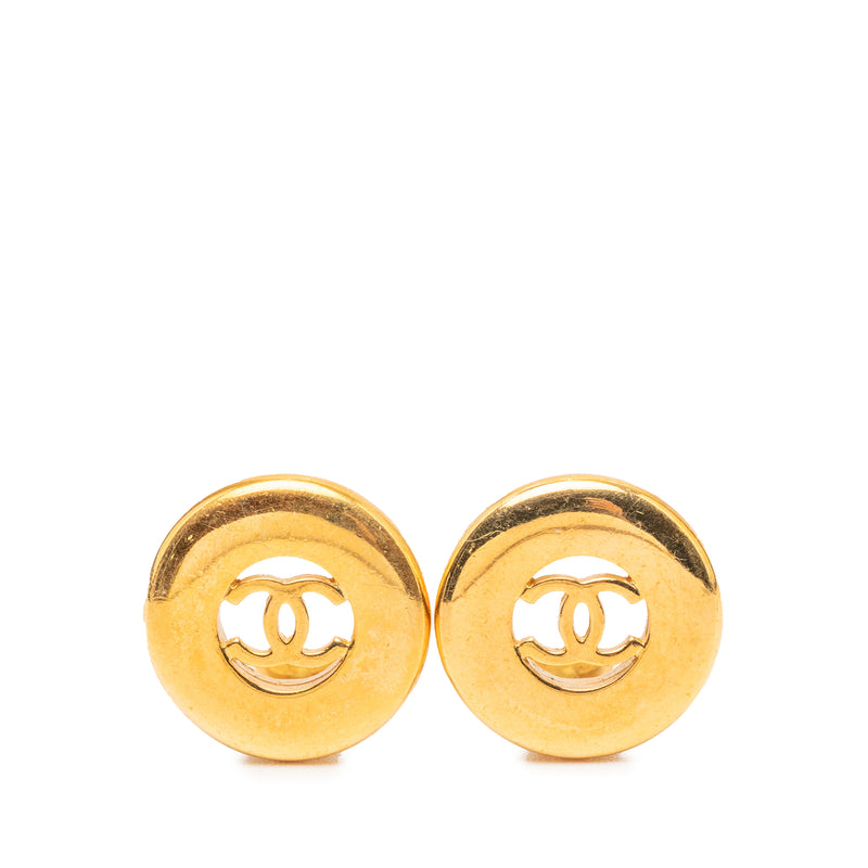 CC Gold Plated Round Clip On Earrings
