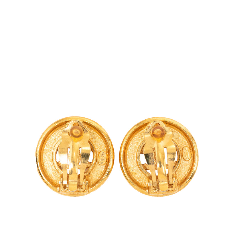 CC Gold Plated Round Clip On Earrings - Image 2