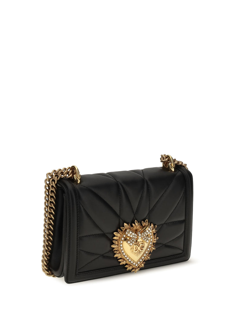 Dolce & Gabbana Devotion Shoulder Bag — Black Lamb Ovis Aries