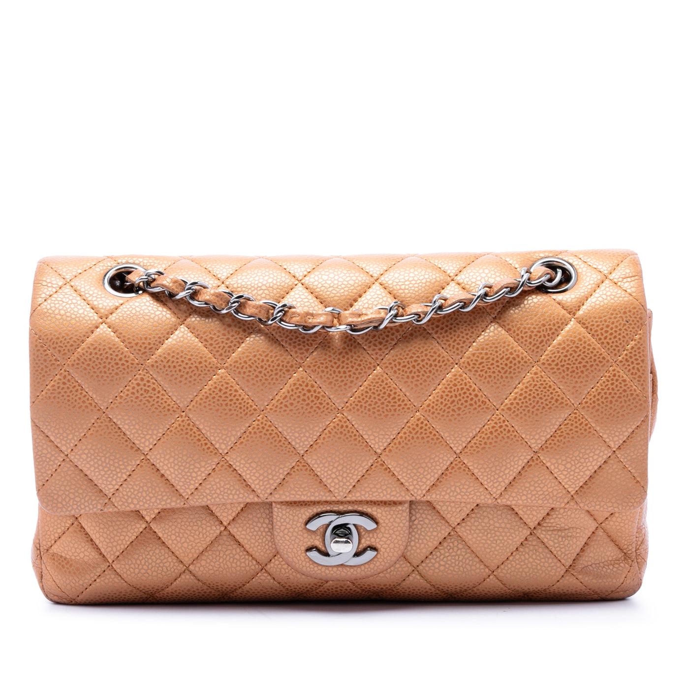 Medium Classic Metallic Caviar Double Flap - Image 1