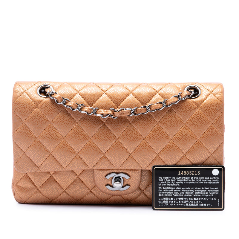 Medium Classic Metallic Caviar Double Flap - Image 7