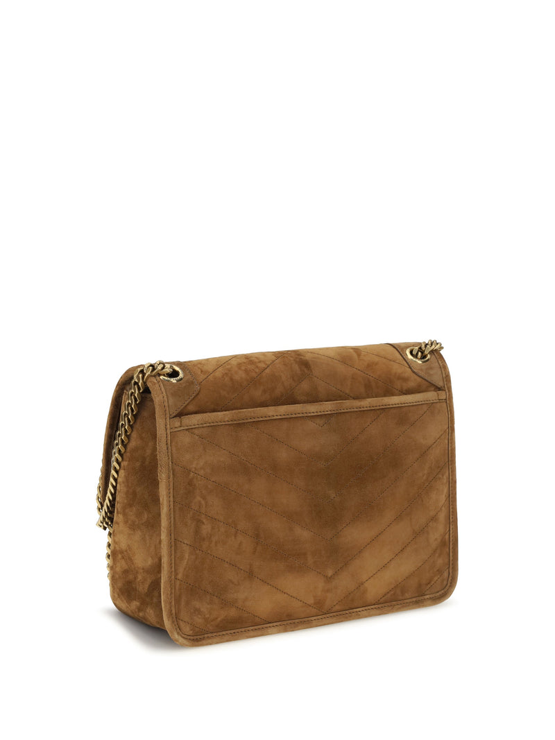 Saint Laurent Niki Shoulder Bag — Brown Suede