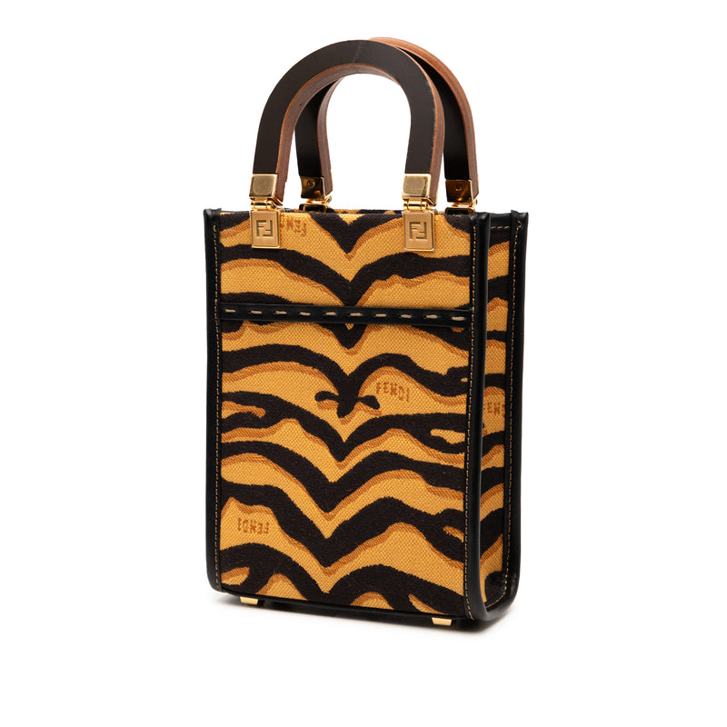 Mini Embroidered Canvas Tiger Print Sunshine Shopper Tote - Image 2