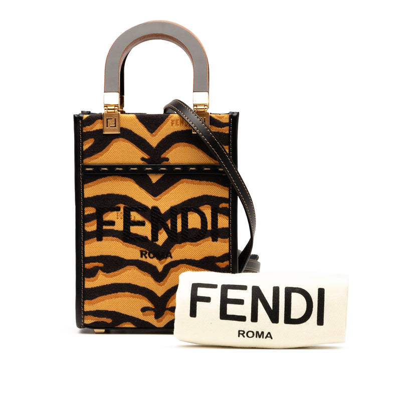 Mini Embroidered Canvas Tiger Print Sunshine Shopper Tote - Image 9